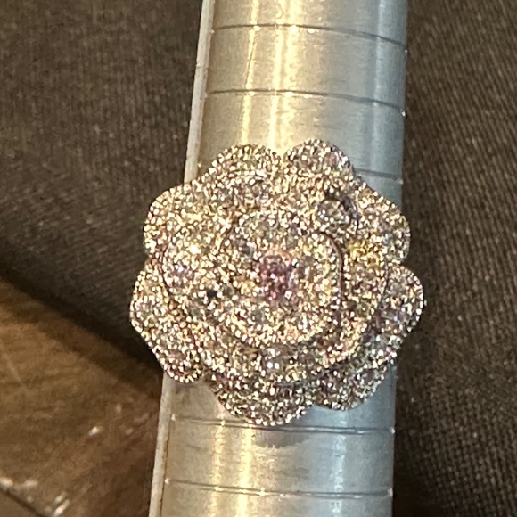 Beautiful 3D Flower Diamonique Ring - Picture 2 of 16